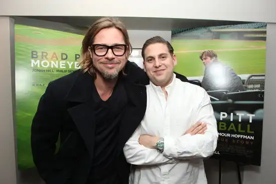 Brad-Pitt-Jonah-Hill-Moneyball-Q-Talk-Pictures Brad Pitt Jonah Hill Moneyball Q Talk Pictures
